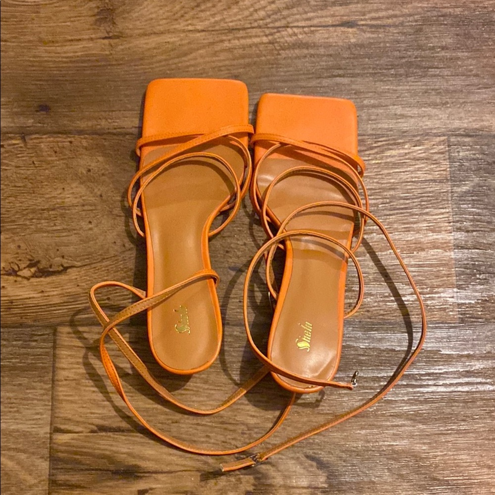 Orange Strappy Sandals Size 9